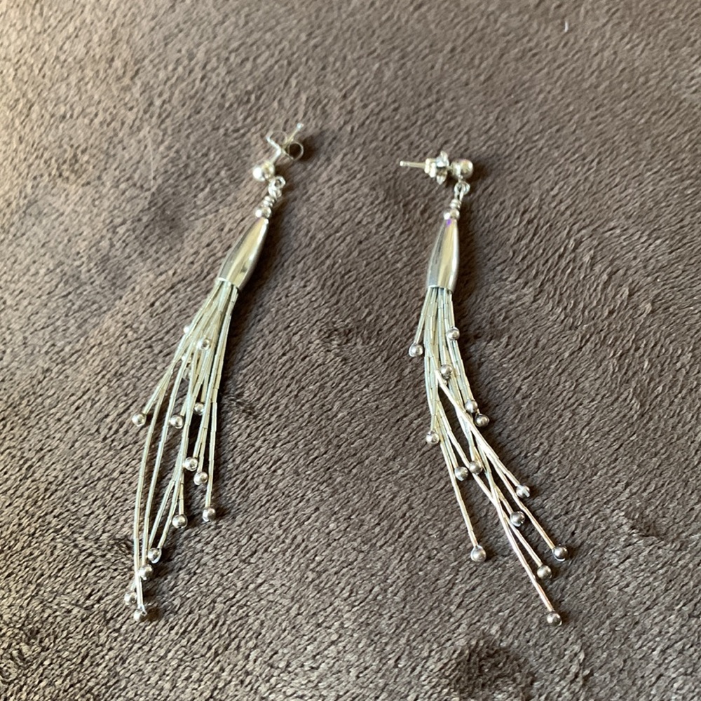 Morgan Dane sterling silver bead 3” earrings
